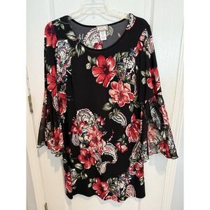 Ivy Road Dress Floral Bell Sleeve Shift‎ 1x